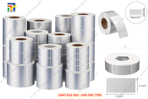 In tem nh&atilde;n decal xi bạc dạng cuộn